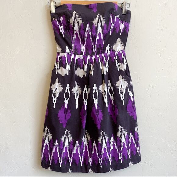 NWT Banana Republic Purple Boho Strapless Dress‎ - Picture 1 of 6